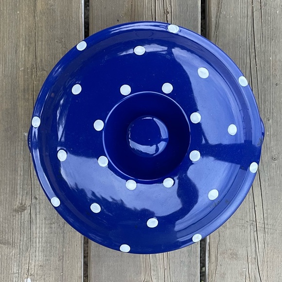 Spode Baking Days 2 Qt Round Covered Casserole Pot Lid Blue White Polka Dot - Picture 4 of 14